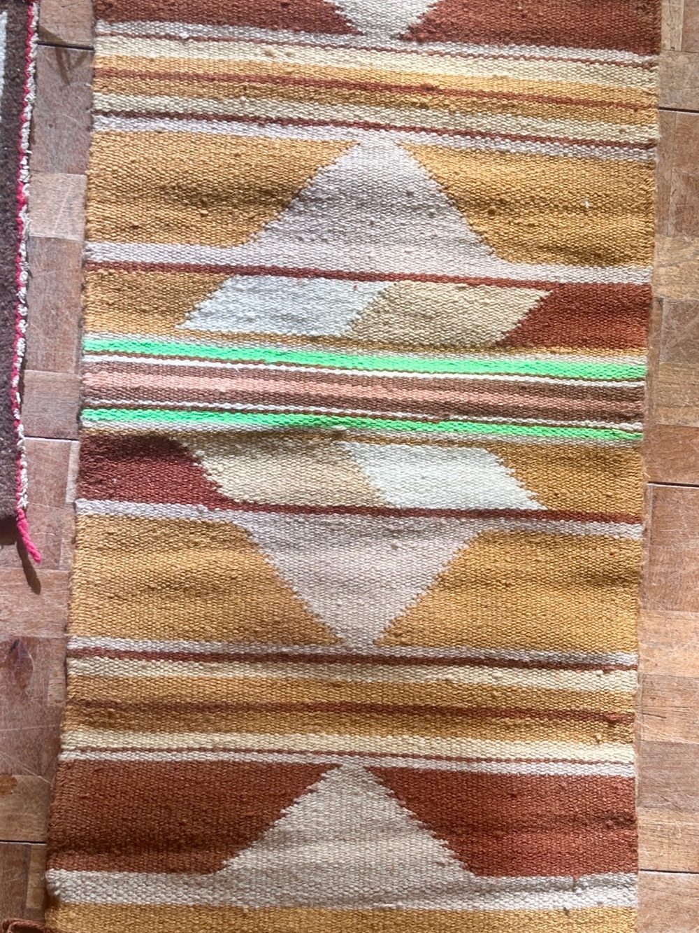 Handwoven Geometric Home Art Runner in Mustard, Rust & Cream